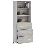 vidaXL Buffet haut Sonoma gris 69 5x34x180 cm Bois d'ingénierie