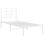 vidaXL Cadre de lit métal sans matelas avec tête de lit blanc 75x190cm