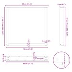 vidaXL Pieds de table à manger en U 3 pièces Acier naturel 80 x (72-73) cm Acier