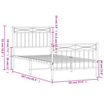 vidaXL Cadre de lit métal sans matelas avec pied de lit blanc 90x200cm