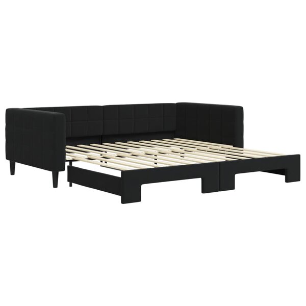 vidaXL Lit de jour avec gigogne sans matelas noir 100x200 cm