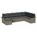 vidaXL Ensemble de canapé de jardin avec coussin 8 Pièces Gris Poly rotin