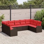 vidaXL Ensemble de canapé de jardin 9 Pièces Marron et rouge polyrotin