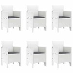 vidaXL Ensemble de salle à manger pour jardin 7 Pièces Blanc Rattan Polt