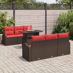 vidaXL Ensemble de canapé de jardin 7 Pièces Marron Poly Rattan