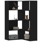 vidaXL Bibliothèque d'angle à 4 niveaux noir bois d'ingénierie