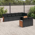 vidaXL Salon de jardin 8 Pièces avec coussins noir résine tressée