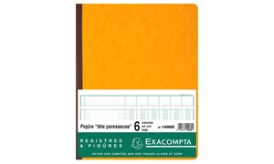 Piqûre 32x25cm à tête paresseuse 6 colonnes 31 lignes 80pages EXACOMPTA