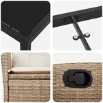 vidaXL Ensemble de Salle à Manger de Jardin 3 Pièces avec Coussins Beige Poly Rattan