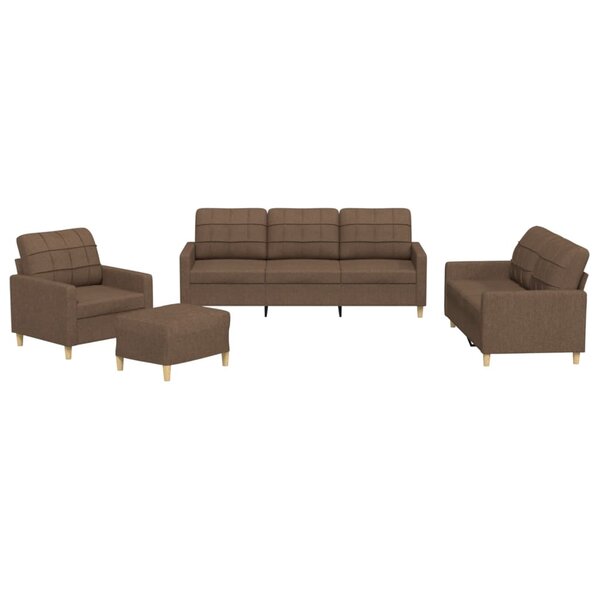 vidaXL Ensemble de canapés 4 Pièces avec coussins Marron Tissu