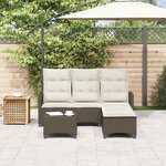 vidaXL Salon de jardin 3 Pièces avec coussins forme L marron polyrotin