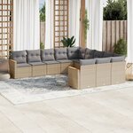 vidaXL Salon de jardin 11 Pièces avec coussins beige résine tressée