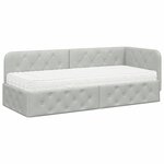 vidaXL Cadre de lit d'angle Gris clair 80 x 200 cm Velours