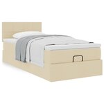 vidaXL Lit ottoman avec matelas crème 90x200 cm tissu
