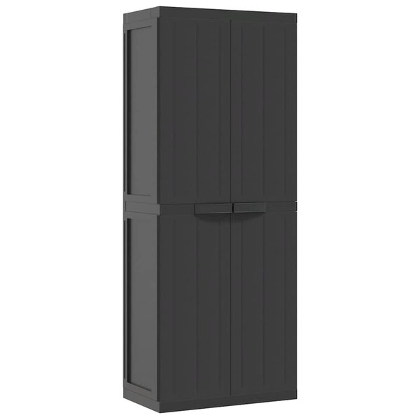 vidaXL Armoire de rangement d'extérieur noir 65x37x165 cm PP