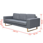 vidaXL Canapé avec 3 places tissu gris clair