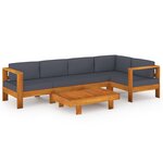 Salon de jardin meuble d'extérieur ensemble de mobilier 6 pièces avec coussins gris foncé bois d'acacia 02_0016788