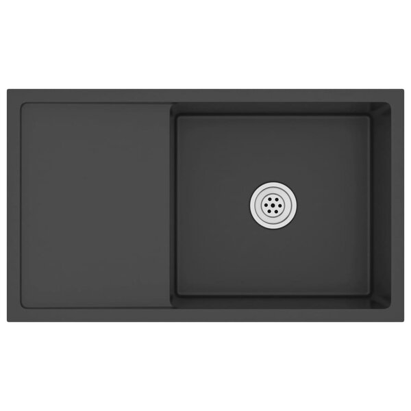 vidaXL Évier de cuisine fait main Noir Acier inoxydable