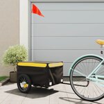 vidaXL Remorque de vélo noir et jaune 30 kg fer