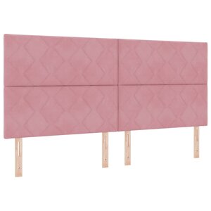 vidaXL Tête de lit Montage mural Géométrique Rose 200 cm Velours