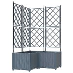 vidaXL Bac à fleurs avec Treillis 3 Pièces Gris clair 80 x 80 x 143 cm PP