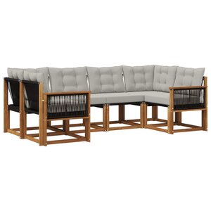 vidaXL Ensemble de canapés d'extérieur 6 pc Naturel et Gris clair