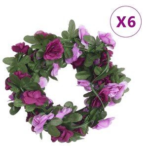 vidaXL Guirlandes de fleurs de Noël 6 Pièces violet clair 250 cm