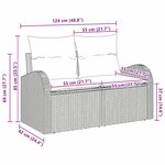 vidaXL Sofa de jardin 2 places gris clair en poly rotin avec coussins