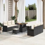 vidaXL Ensemble de canapé de jardin 9 Pièces Noir polyrotin