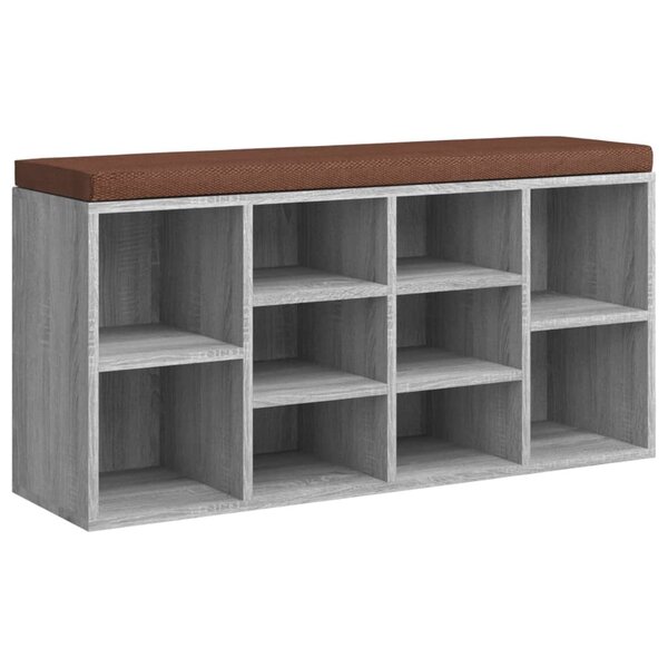 Banc banquette à chaussures sonoma 103 x 30 x 48 cm bois d'ingénierie gris 02_0010935