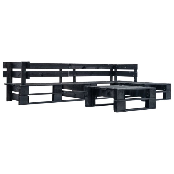 vidaXL Canapés de jardin palette 4 Pièces Noir Bois