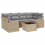 vidaXL Ensemble de canapé de jardin 7 Pièces Beige et gris polyrotin