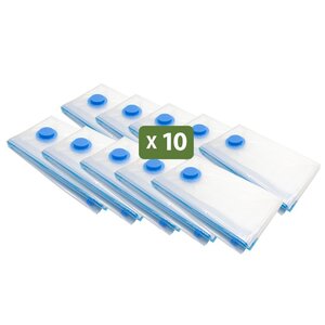 Pack and Move - Lot 10 Housses Rangement Sous Vide - Taille XL 70 x 100 cm - Sac de Compression - Couettes  Oreillers - Gros Format - Fermeture Zip
