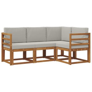 vidaXL Ensemble de canapés d'extérieur 4 pc Gris Naturel et Clair