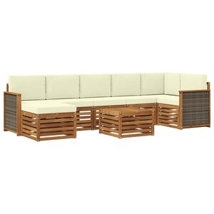 vidaXL Ensemble de canapés d'extérieur 7 pc Naturel et Crème