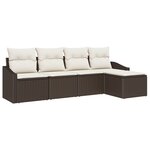 vidaXL Ensemble de salle à manger de jardin 5 pièces avec coussins en poly rattan marron