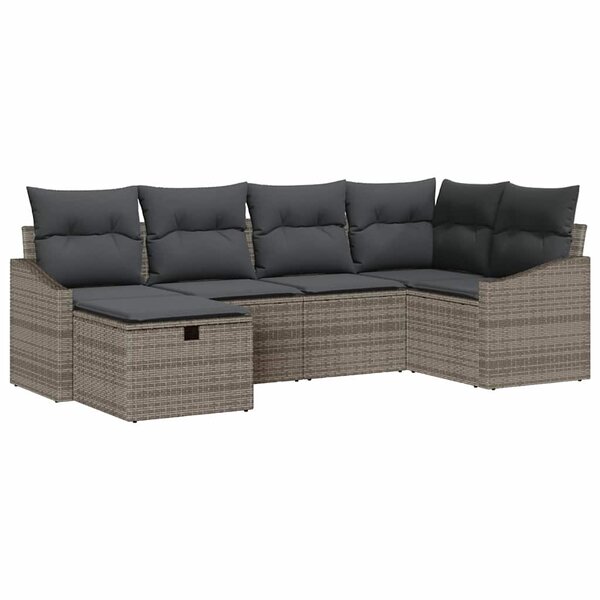 vidaXL Ensemble de canapé de jardin avec coussin 6 Pièces Gris