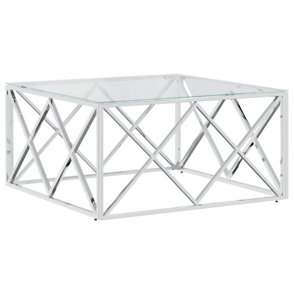 vidaXL Table basse 80x80x40 cm acier inoxydable et verre