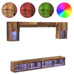 vidaXL Unités murales TV avec LED 6 Pièces Bois ancien Bois d'ingénierie