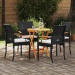 vidaXL Chaises de jardin avec coussin 4 Pièces Noir et blanc crème