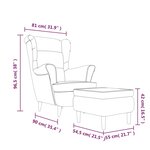 vidaXL Fauteuil à oreilles avec tabouret bordeaux velours