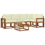 vidaXL Ensemble de canapés d'extérieur 6 pc Naturel et Crème