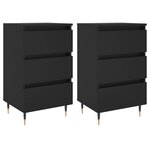 vidaXL Tables de chevet 2 Pièces noir 40x35x69 cm bois d’ingénierie