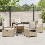 vidaXL Ensemble de salle à manger de jardin de 5 pièces en rattan PE beige