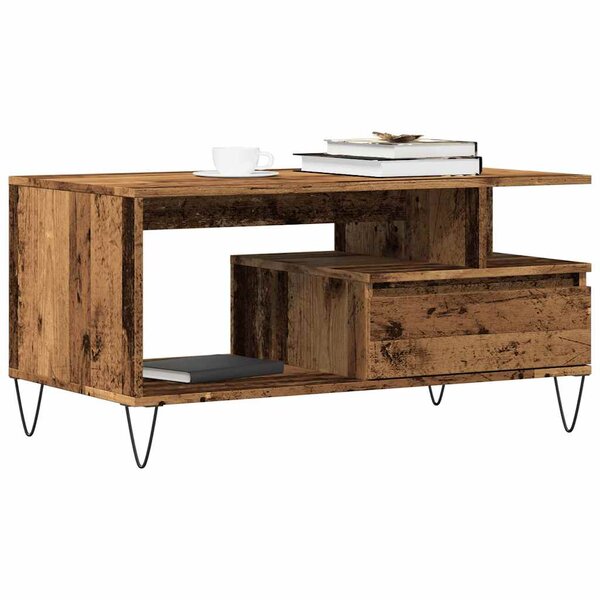 vidaXL Table basse vieux bois 90x49x45 cm bois d'ingénierie