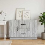 vidaXL Buffet Sonoma gris 89 x 34 5 x 57 cm Bois d'ingénierie
