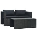 vidaXL Salon de jardin 6 Pièces avec coussins résine tressée noir