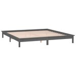 vidaXL Cadre de lit à LED gris 140x190 cm bois massif