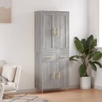 vidaXL Buffet haut Sonoma gris 69 5x34x180 cm Bois d'ingénierie