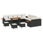 enjoyXL Ensemble de Canapé de Jardin de 14 Pièces avec Coussins Noir Rotin Synthétique Acacia